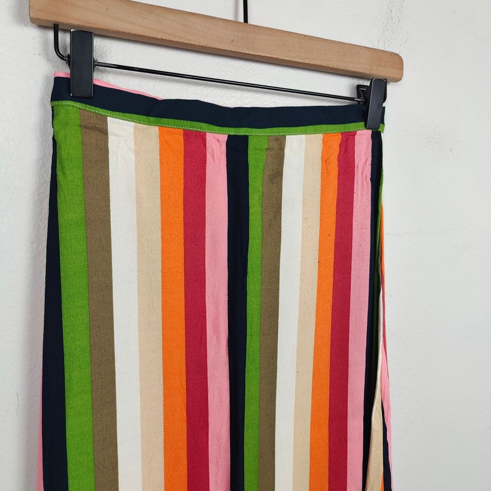 Reformation Bea Skirt Womens 0‎ Multicolored Stripe Viscose Midi Maxi Preppy - Picture 3 of 10